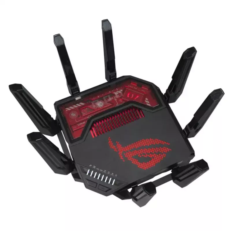 ASUS ROG Rapture GT-BE19000 traadita ruuter Multi-Gigabit Ethernet Kolmriba (2,4 GHz / 5 GHz / 6 GHz) Must, Punane