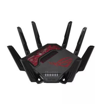 ASUS ROG Rapture GT-BE19000 traadita ruuter Multi-Gigabit Ethernet Kolmriba (2,4 GHz / 5 GHz / 6 GHz) Must, Punane