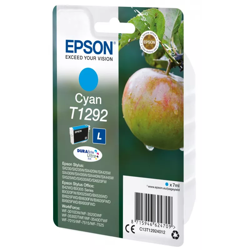 Epson Singlepack tsüaan T1292 DURABrite Ultra tint, tsüaan, 7 ml, 1 tk, 474 lehekülge