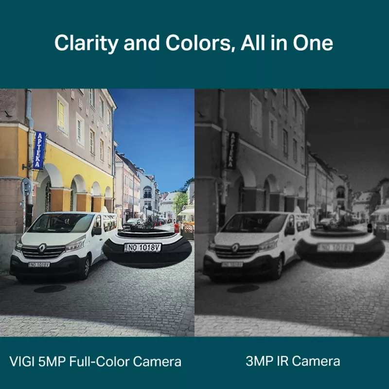 TP-Link VIGI 5MP Full-Color Dome Network Camera, IP turvakaamera, sise- ja välistingimustesse, juhtmega, 120 dB, CE, NTRA, VCCI, KC, BSMI, FCC, IC, lagi