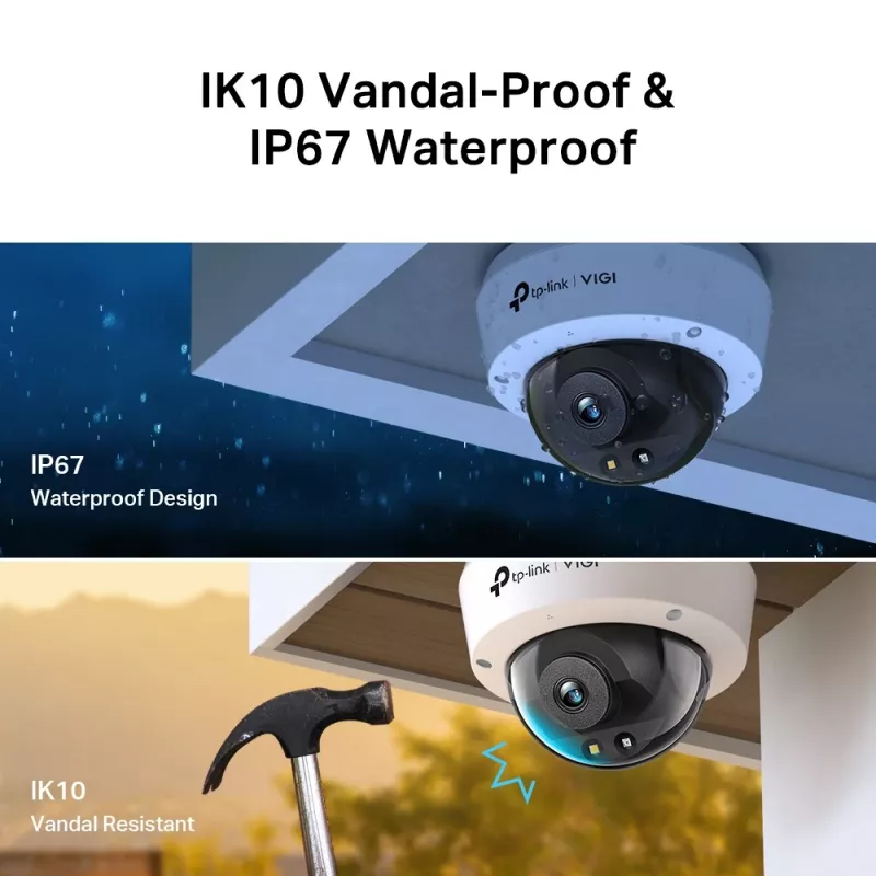 TP-Link VIGI 5MP Full-Color Dome Network Camera, IP turvakaamera, sise- ja välistingimustesse, juhtmega, 120 dB, CE, NTRA, VCCI, KC, BSMI, FCC, IC, lagi