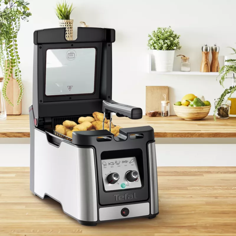 Tefal Clear Duo FRD600 Single 0.65 L Eraldiseisev 2000 W Fritter Must, Roostevaba teras
