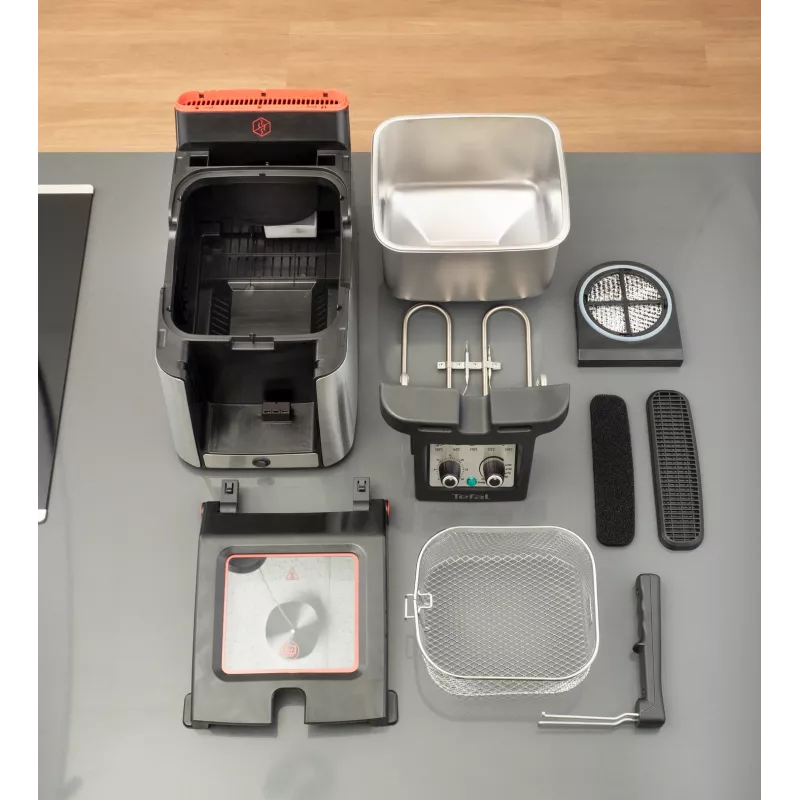 Tefal Clear Duo FRD600 Single 0.65 L Eraldiseisev 2000 W Fritter Must, Roostevaba teras