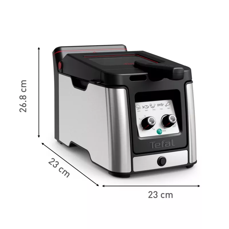 Tefal Clear Duo FRD600 Single 0.65 L Eraldiseisev 2000 W Fritter Must, Roostevaba teras