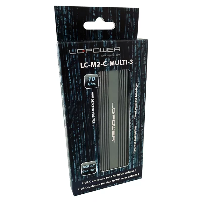 LC-POWER SSD korpus - M.2 LC-M2-C-MULTI-3 Lc-power USB3.2 M.2-SSD-korpus (NVMe & SATA)