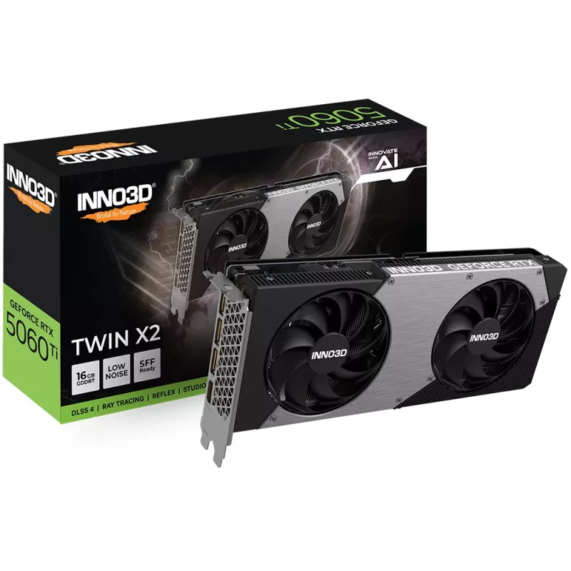 Videokaart Inno3D GeForce RTX 5060 Ti — 16 GB GDDR7, PCIe 5.0, 128-bit, 448 GB/s