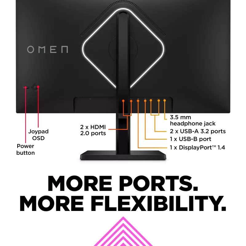 OMEN by HP 27-tolline QHD 240 Hz mängumonitor – OMEN 27qs, 68,6 cm (27 tolli), 2560 x 1440 pikslit, Quad HD, LCD, 1 ms, must