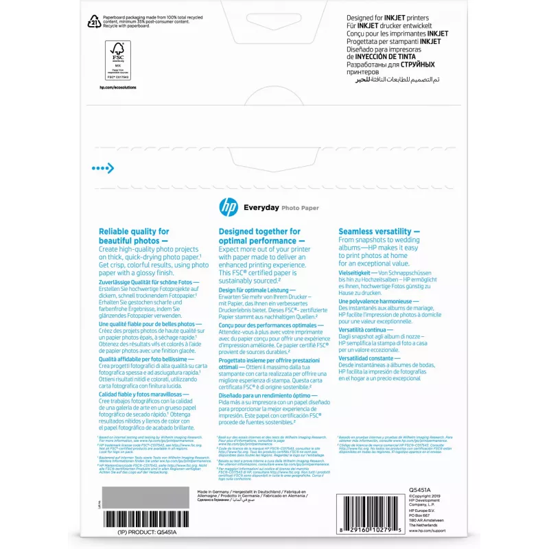 HP Everyday Photo Paper, Glossy, 200 g/m², A4 (210 x 297 mm), 25 lehte