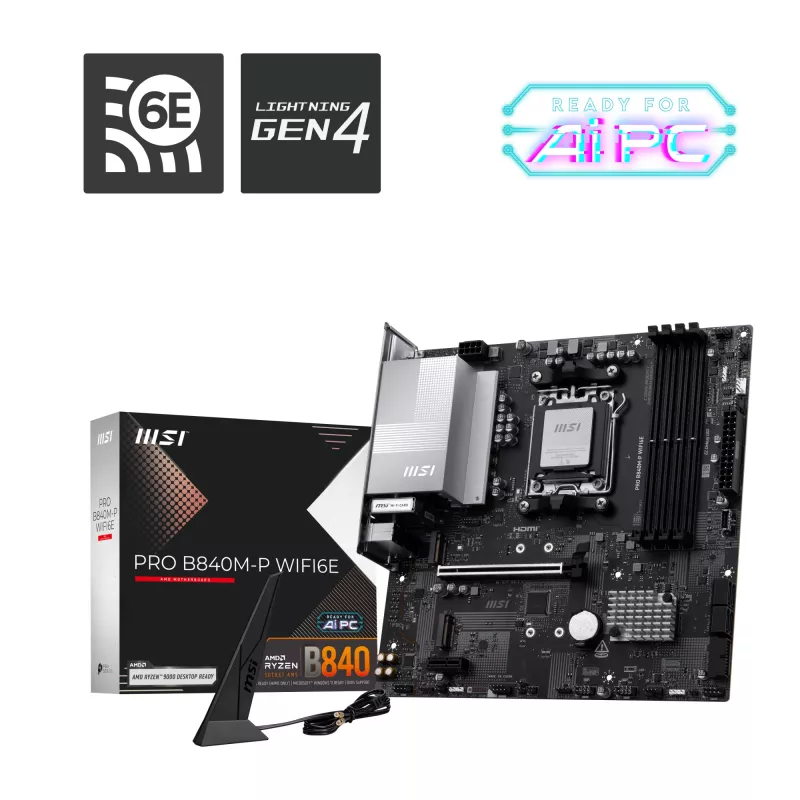 MSI PRO B840M-P WIFI6E emaplaat AMD B840 Socket AM5 micro ATX