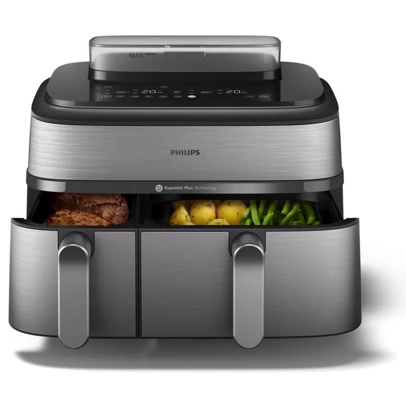 Philips 5000 seeria NA555/00 fritüür, kahekordne 9 L, iseseisev, 2750 W, kuumaõhufritüür, hõbedane