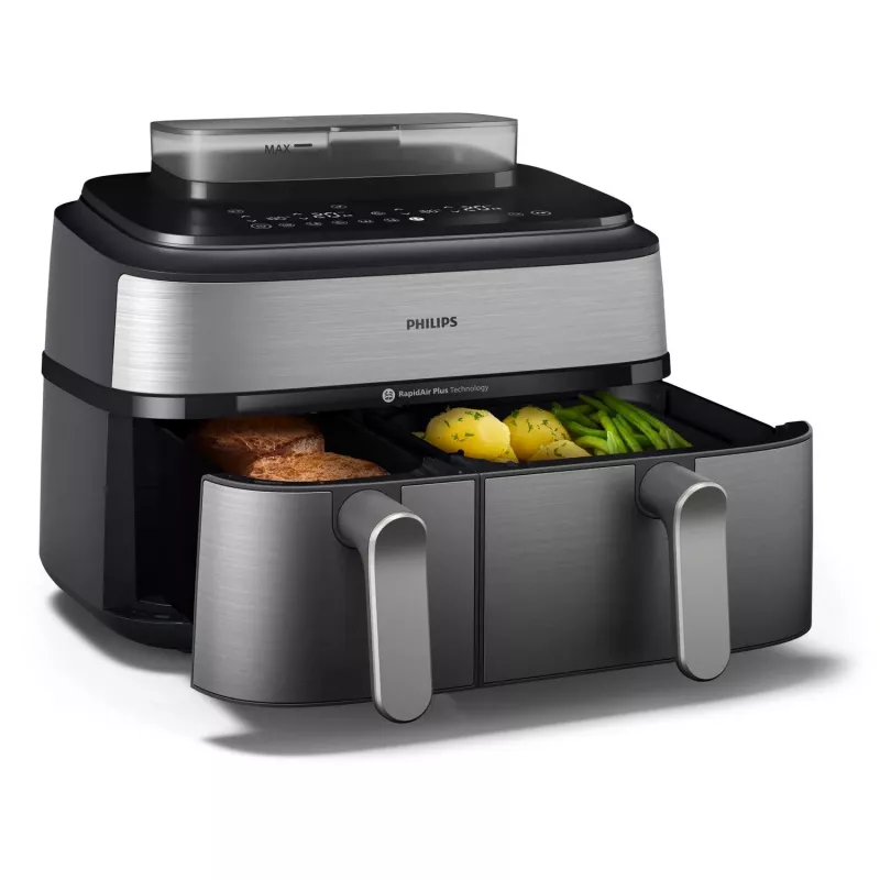 Philips 5000 seeria NA555/00 fritüür, kahekordne 9 L, iseseisev, 2750 W, kuumaõhufritüür, hõbedane