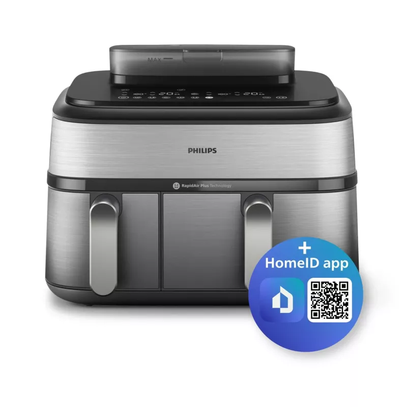 Philips 5000 seeria NA555/00 fritüür, kahekordne 9 L, iseseisev, 2750 W, kuumaõhufritüür, hõbedane