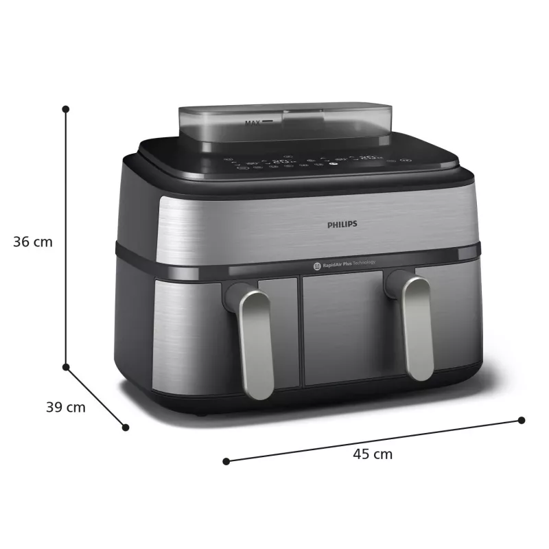 Philips 5000 seeria NA555/00 fritüür, kahekordne 9 L, iseseisev, 2750 W, kuumaõhufritüür, hõbedane