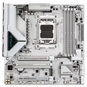 GIGABYTE B850M EAGLE WIFI6E ICE emaplaat - AMD Ryzen 9000 seeria protsessoritele, 8+2+2 faasi digitaalne VRM, kuni 8200 MHz DDR5 (OC), 1xPCIe 5.0 + 1xPCIe 4.0 M.2, Wi-Fi 6E, 2.5 GbE LAN, USB 3.2 Gen 2