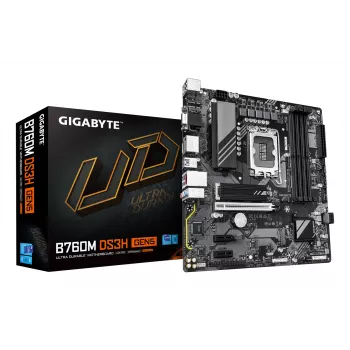 GIGABYTE B760M DS3H GEN5 emaplaat – toetab Intel Core 14. põlvkonna protsessoreid, 6+2+1 faasi digitaalne VRM, kuni 5600MHz DDR5, 2xPCIe 4.0 M.2, 2.5GbE LAN, USB 3.2 Gen2