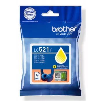 Brother LC521Y originaaltindikassett - kollane, kollane, 1 tk, 500 lehekülge, üksikpakend