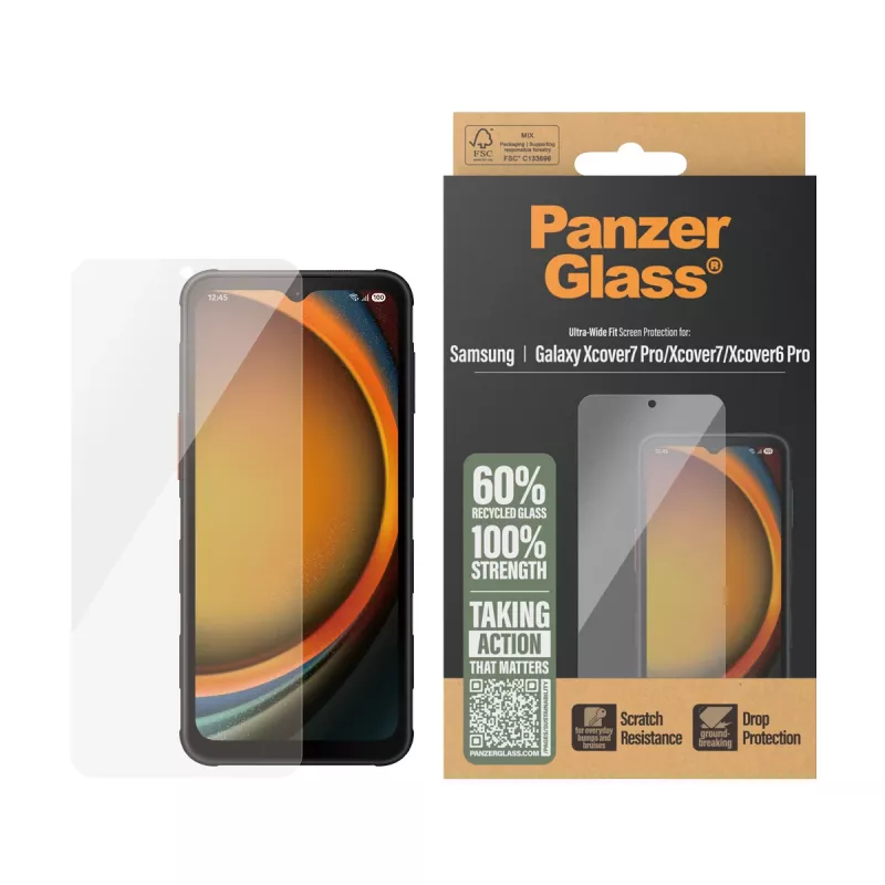 PanzerGlass ® Ekraanikaitse Samsung Galaxy Xcover7 Pro | Xcover7 | Xcover6 Pro | Ultra-Wide Fit