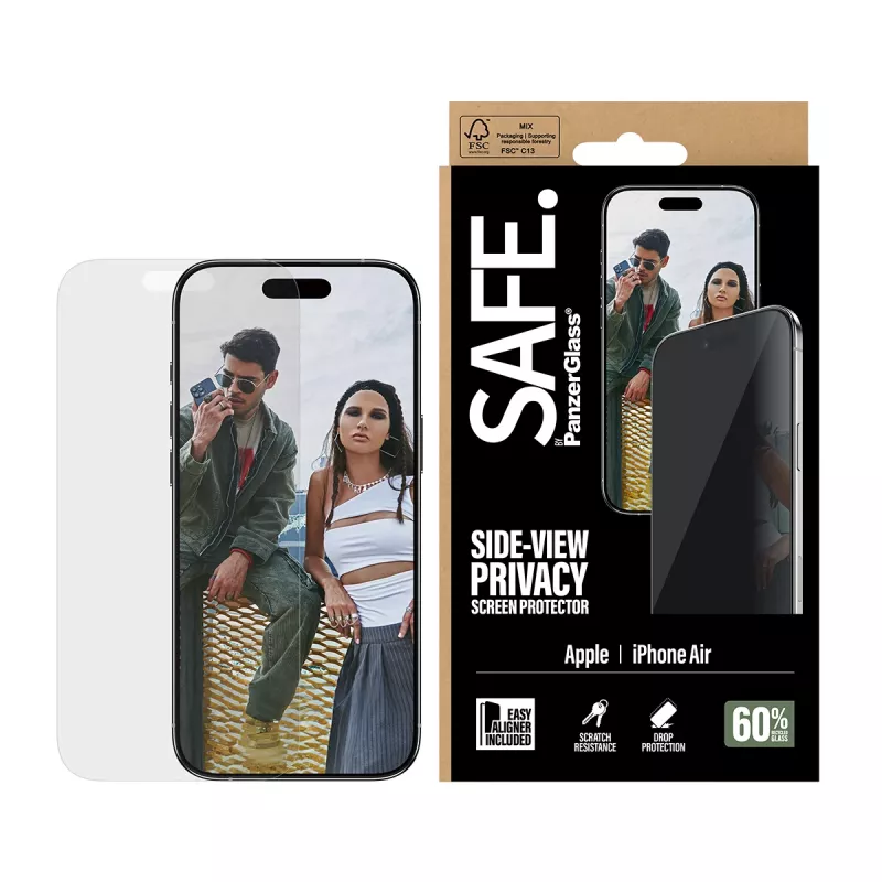 Ekraanikaitse PanzerGlass SAFE. Privacy Apple iPhone Airile — karastatud klaas, ülilai sobivus, EasyAligner, kriimustus- ja löögikindel