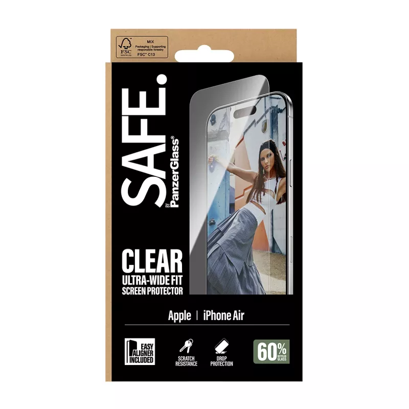 PanzerGlass SAFE. by ® Ekraanikaitse iPhone Air | Ultra-Wide Fit koos EasyAligneriga
