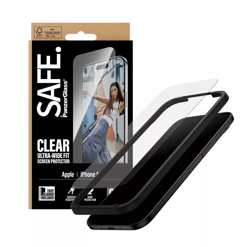 PanzerGlass SAFE. by ® Ekraanikaitse iPhone Air | Ultra-Wide Fit koos EasyAligneriga