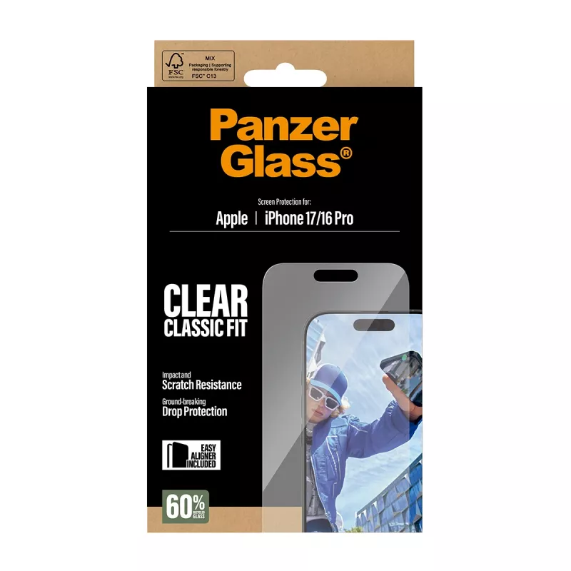 PanzerGlass ® Ekraanikaitse iPhone 17 | iPhone 16 Pro | Classic Fit koos EasyAligneriga