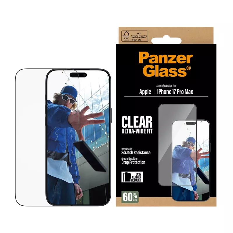 PanzerGlass® Ekraanikaitse iPhone 17 Pro Max | Ultra-Wide Fit koos EasyAligneriga