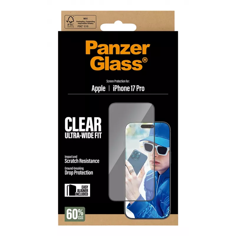 Ekraanikaitse PanzerGlass iPhone 17 Pro Ultra-Wide Fit EasyAligner Kulumis- ja Löögikindel
