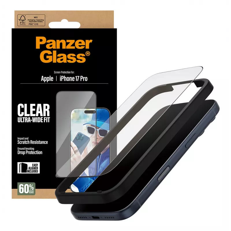 Ekraanikaitse PanzerGlass iPhone 17 Pro Ultra-Wide Fit EasyAligner Kulumis- ja Löögikindel