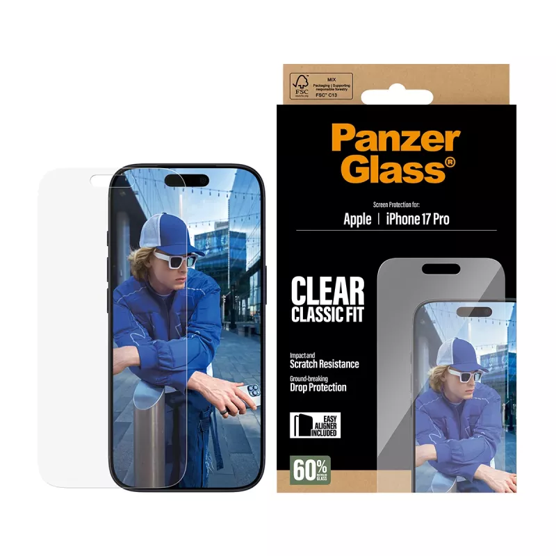 Ekraanikaitse PanzerGlass iPhone 17 Pro Classic Fit EasyAligner kriimustus- ja löögikindel