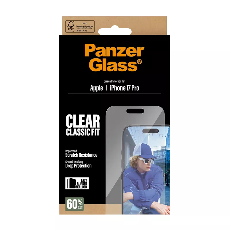 Ekraanikaitse PanzerGlass iPhone 17 Pro Classic Fit EasyAligner kriimustus- ja löögikindel