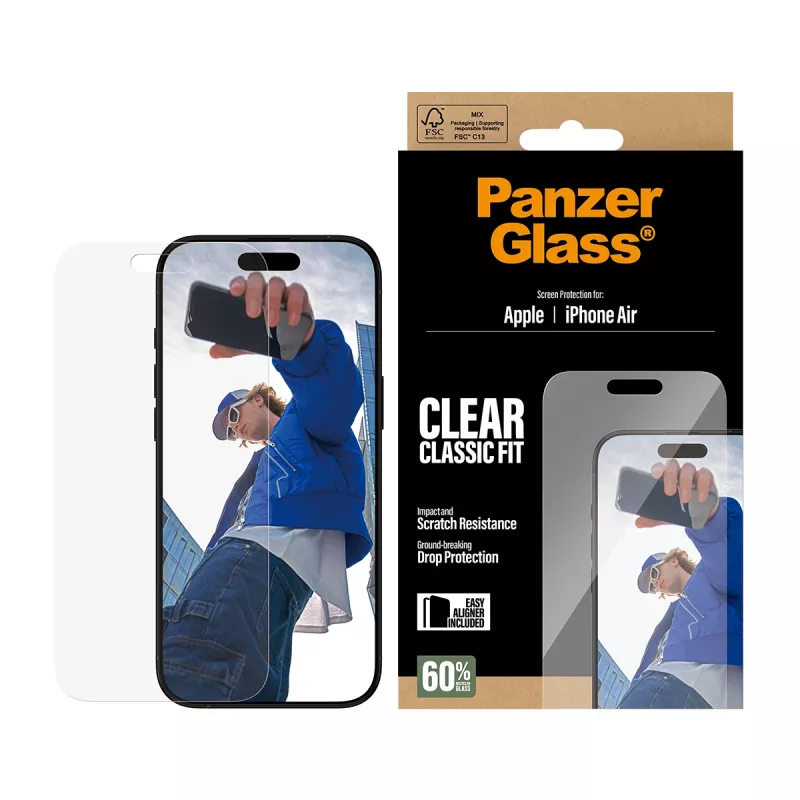 PanzerGlass® Ekraanikaitse iPhone Air | Classic Fit koos EasyAligneriga