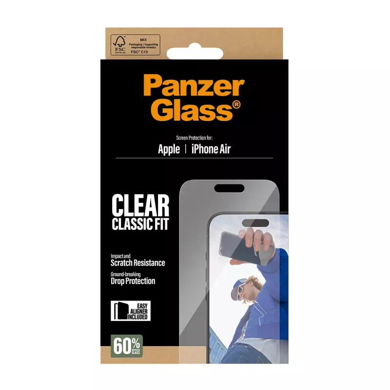 PanzerGlass® Ekraanikaitse iPhone Air | Classic Fit koos EasyAligneriga