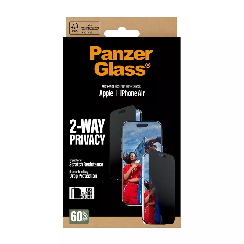 PanzerGlass ® 2-suunaline privaatsusekraanikaitse iPhone Air | Ultra-Wide Fit koos EasyAligneriga