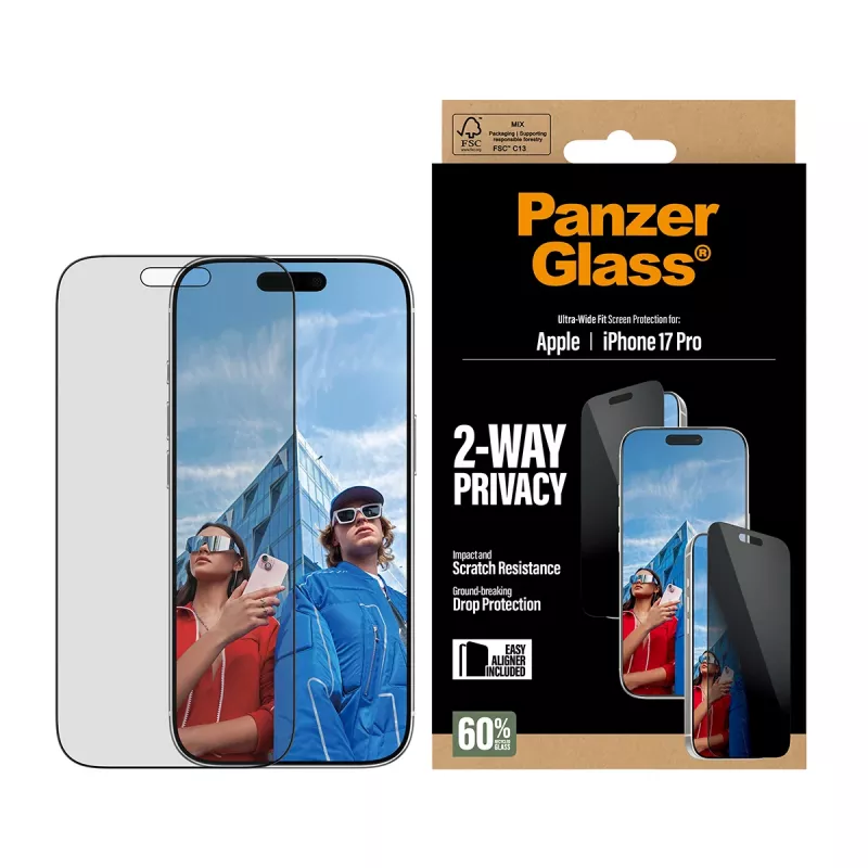 PanzerGlass ® 2-Way Privacy Screen Protector iPhone 17 Pro | Ultra-Wide Fit koos EasyAligneriga