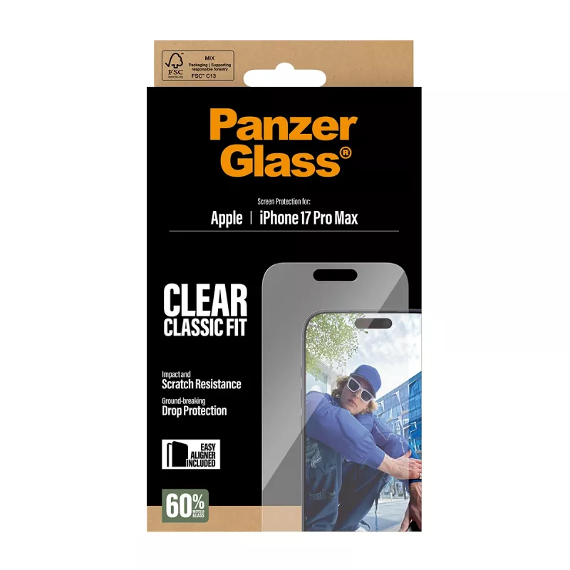 PanzerGlass ® Ekraanikaitse iPhone 17 Pro Max | Classic Fit koos EasyAligneriga