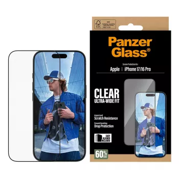 PanzerGlass® Ekraanikaitse iPhone 17 | iPhone 16 Pro | Ultra-Wide Fit koos EasyAligneriga