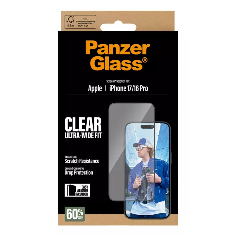 PanzerGlass® Ekraanikaitse iPhone 17 | iPhone 16 Pro | Ultra-Wide Fit koos EasyAligneriga
