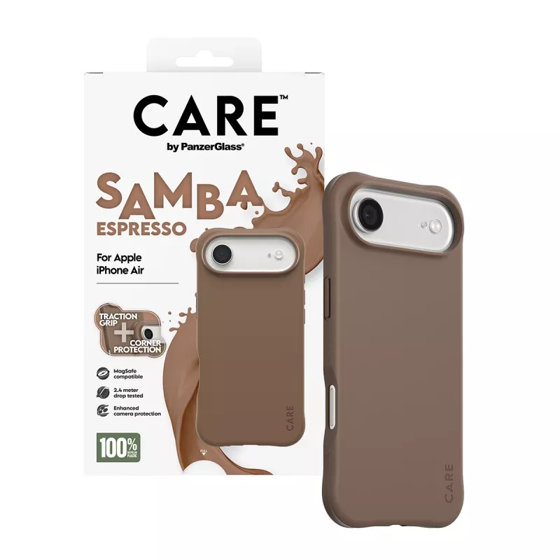 Ümbris PanzerGlass CARE by Fashionable Case Samba Espresso koos MagSafe'iga iPhone 17 Air