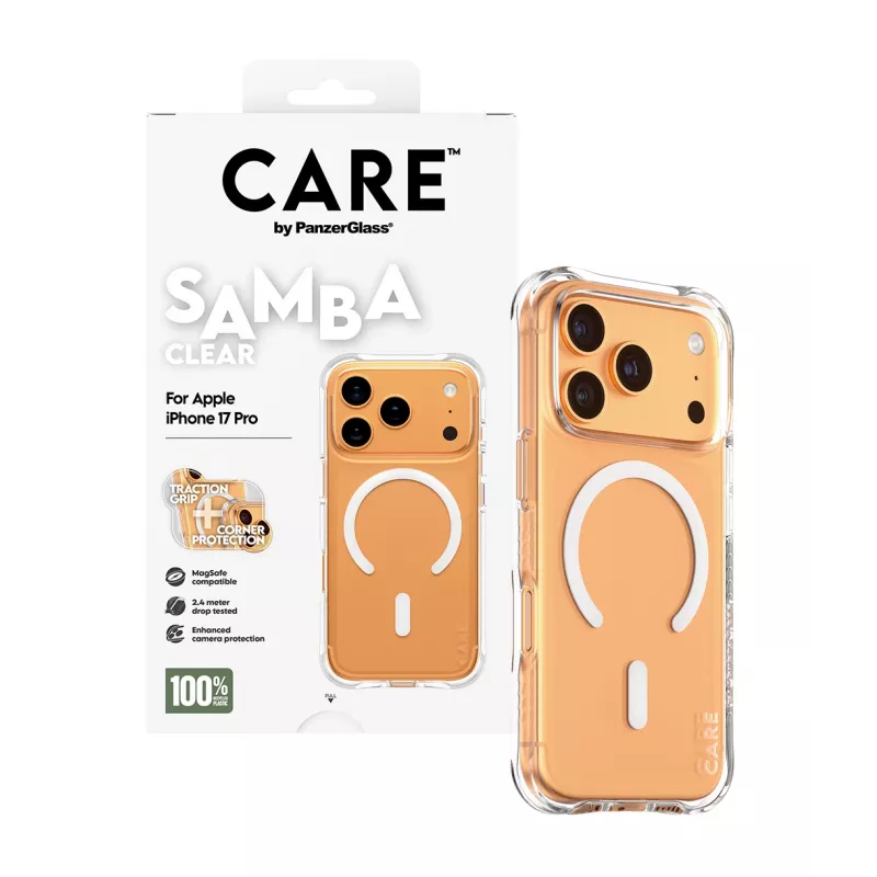 PanzerGlass CARE™ by ® Samba korpus läbipaistev valge MagSafe iPhone 17 Pro