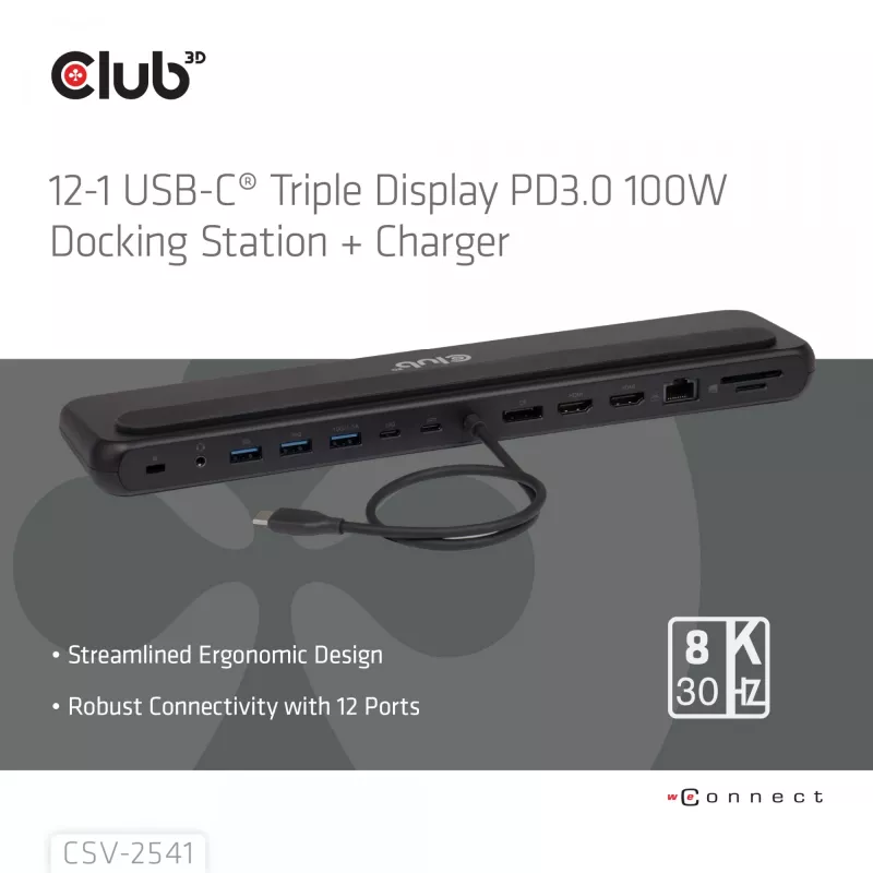 Dokkimisjaam club 3d CSV-2541 USB-C HDMI ja DisplayPort väljunditega