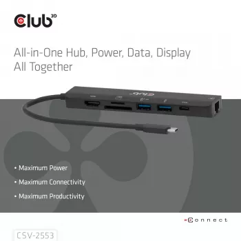 CLUB3D CSV-2553 liidese jaotur USB USB-C 5000 Mbit/s must
