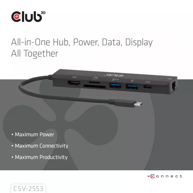 CLUB3D CSV-2553 liidese jaotur USB USB-C 5000 Mbit/s must