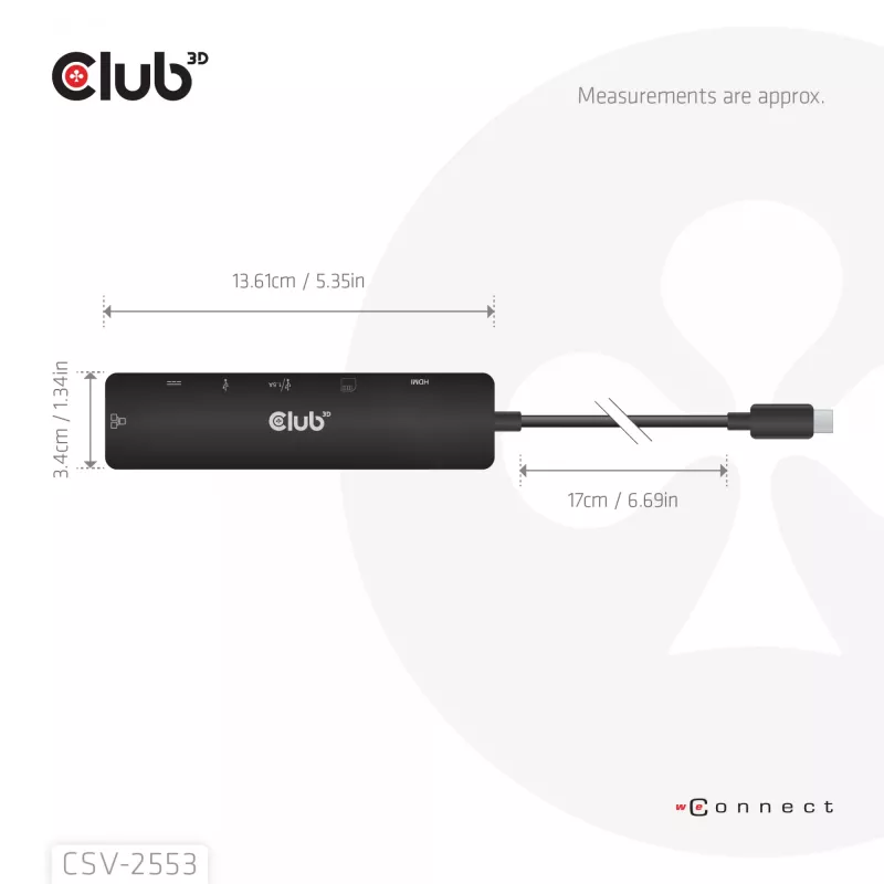 CLUB3D CSV-2553 liidese jaotur USB USB-C 5000 Mbit/s must