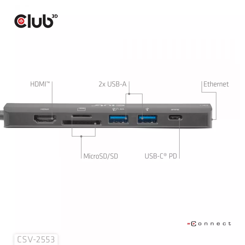 CLUB3D CSV-2553 liidese jaotur USB USB-C 5000 Mbit/s must