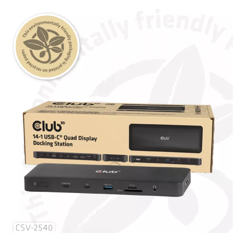 Dokkimisjaam CLUB 3D 14-1 USB-C Quad Display USB4 2× USB 2.0 pordiga