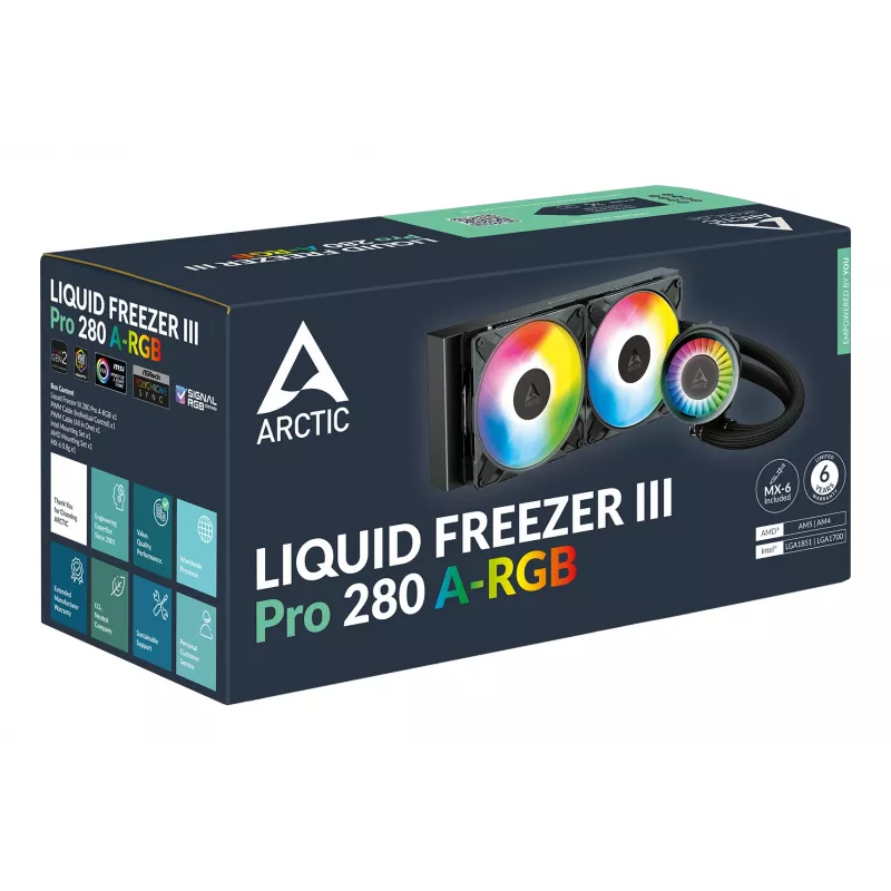 ARCTIC Liquid Freezer III Pro 280 A-RGB – mitmeplatvormiline ühekomplektiline CPU-vesijahuti A-RGB-ga