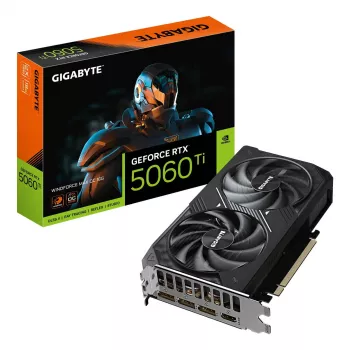 Videokaart GIGABYTE GeForce RTX 5060 Ti 16GB GDDR7 PCIe 5.0, 128-bit, 28000 MHz, WINDFORCE 2X, 2-slot, 208×120×40 mm
