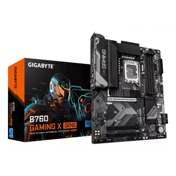GIGABYTE B760 GAMING X GEN5 emaplaat – toetab 14. põlvkonna Intel Core protsessoreid, 8+1+1 faasi VRM, kuni 5600 MHz DDR5, 3xPCIe 4.0 M.2, 2.5 GbE LAN, USB 3.2 Gen 2