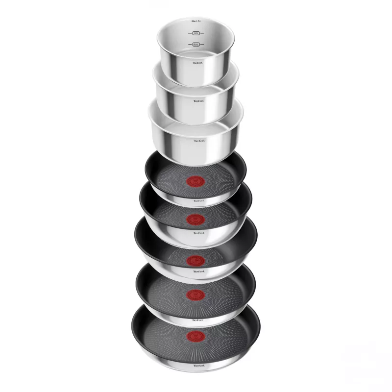 Potikomplekt Tefal Ingenio L897SJ04 20 tk — roostevaba teras, mittekleepuv, sisaldab 5 praepanni, 3 kastrulit, wokki, 4 kaant