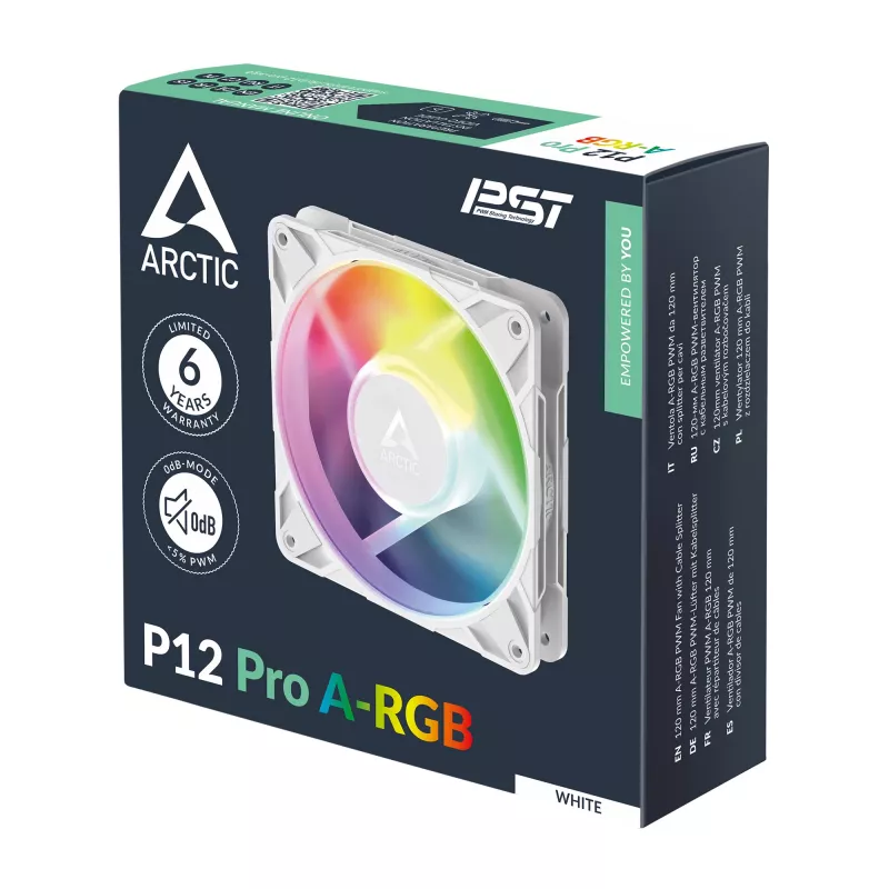 ARCTIC Freezer P12 Pro A-RGB (valge) - 120 mm A-RGB PWM ventilaator kaabli jagajaga